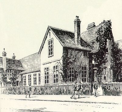 Old Grammar School, Churchgate St, Soham, 1924: drawing by GF Briscoe